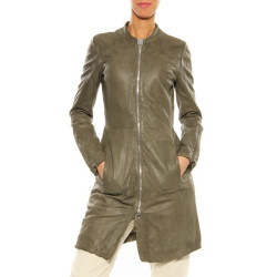 Leather coat ”Pure” Oakwood kakhi